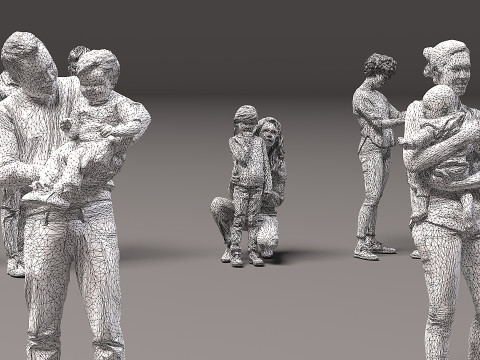 Collection of couples with children x 20 3D Модель