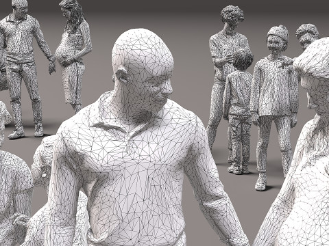 Collection of couples with children x 20 3D Модель