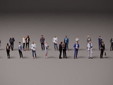 Collection of office workers x 20 3D 模型
