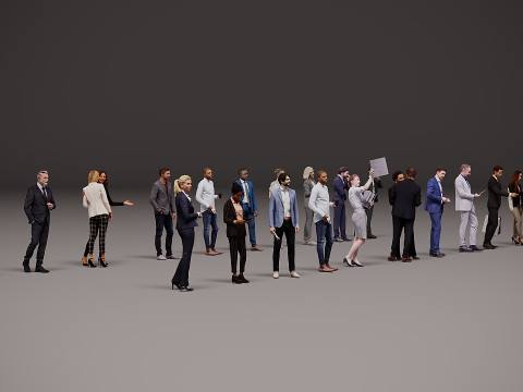 Collection of office workers x 20 3D 模型