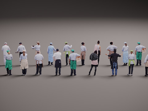 People in uniform x 20 3D Modell