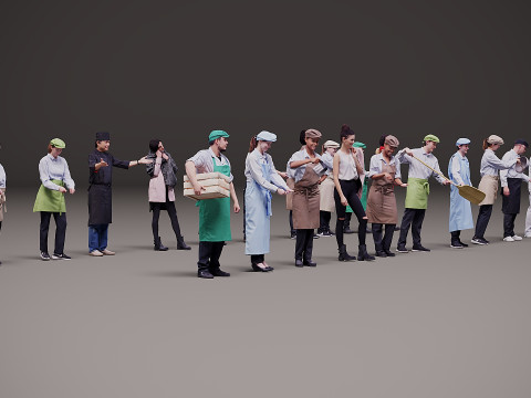 People in uniform x 20 3D Model