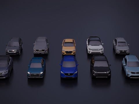 Low poly car assembly x 10 3D Modell