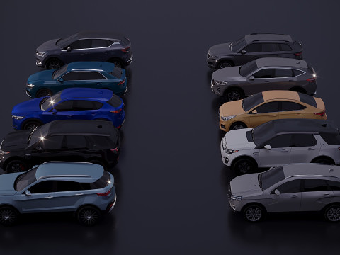 Low poly car assembly x 10 3D Модель
