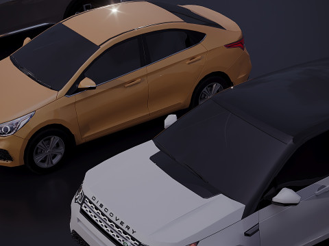 Low poly car assembly x 10 3D Модель