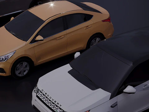 Low poly car assembly x 10 3D Model