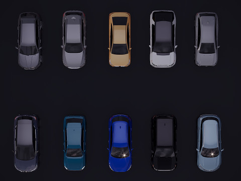 Low poly car assembly x 10 3D Модель