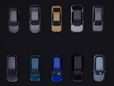 Low poly car assembly x 10 3D Model