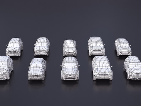 Low poly car assembly x 10 3D Модель
