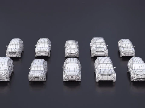 Low poly car assembly x 10 3D Model