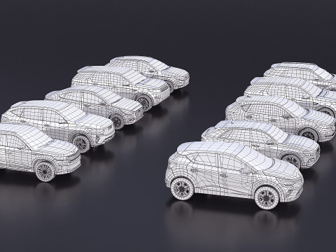 Low poly car assembly x 10 3D Модель