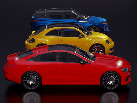Low Poly Cars Set x 3 Model 3D