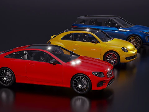 Low Poly Cars Set x 3 3D Model