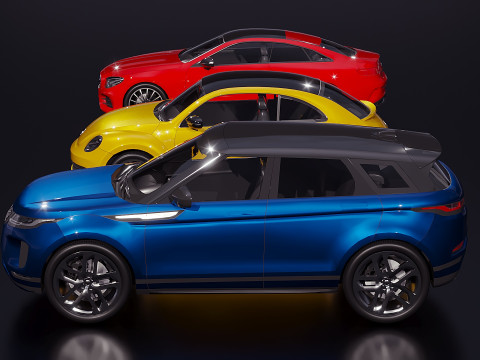 Low Poly Cars Set x 3 Model 3D