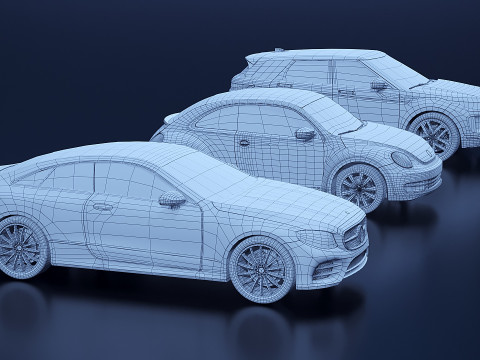 Low Poly Cars Set x 3 Model 3D