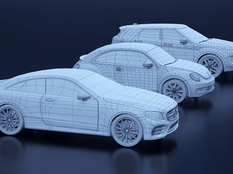 Low Poly Cars Set x 3 3D Model