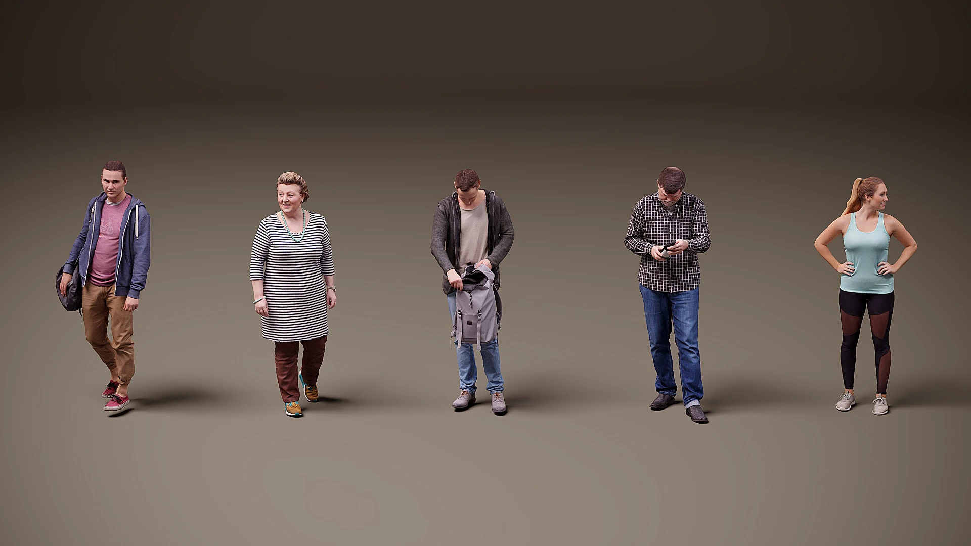Collection of people x 5 16 3D Model .c4d .max .obj .3ds .fbx .stl .blend 