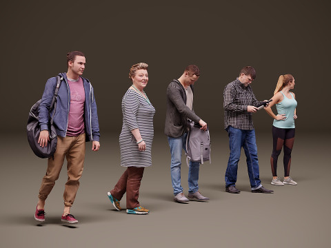 Collection of people x 5 16 3D Model