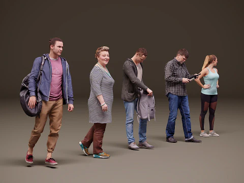 Collection of people x 5 16 3D Model