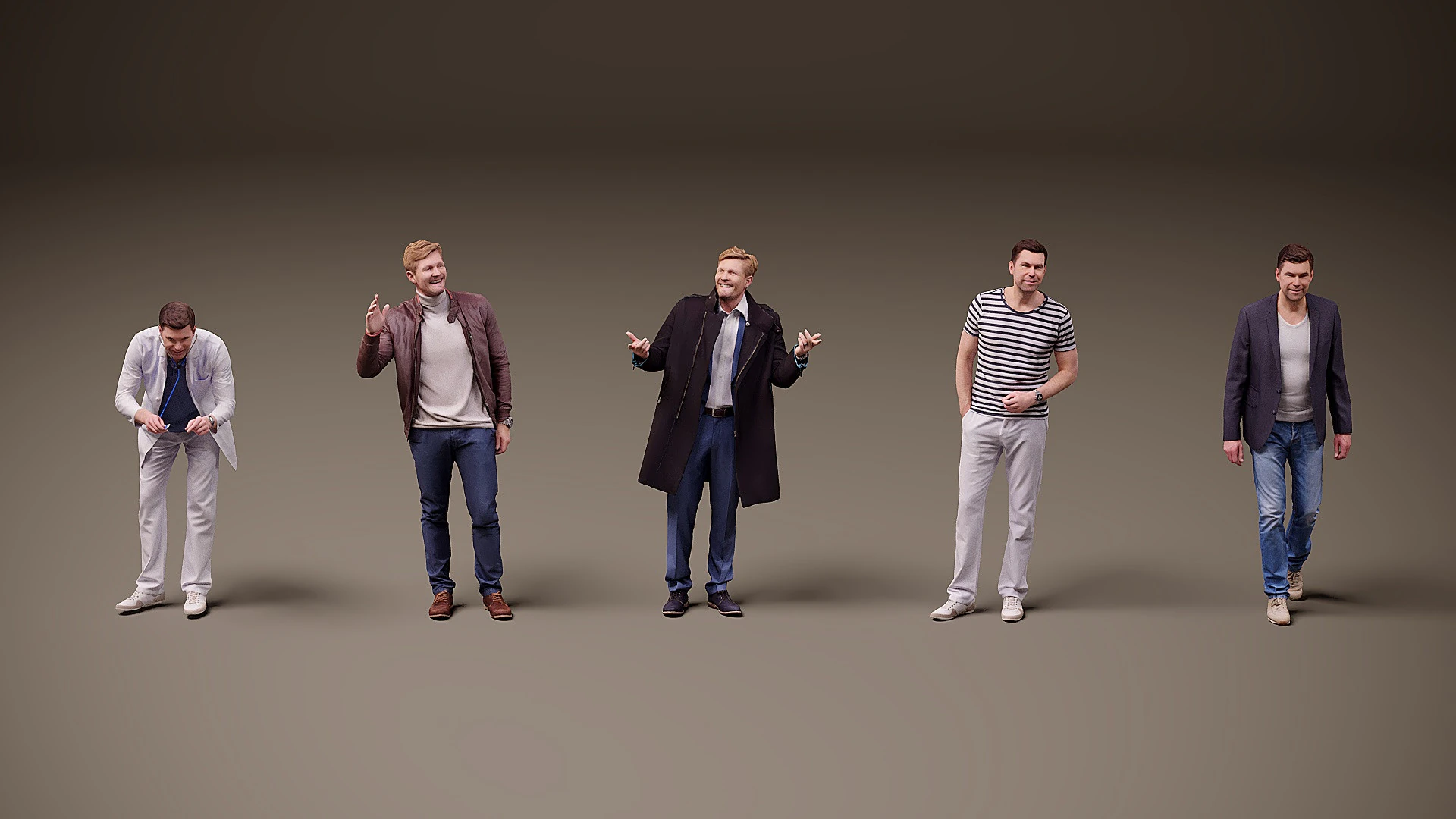 Collection of people x 5 19 3D Model .c4d .max .obj .3ds .fbx .stl .blend 