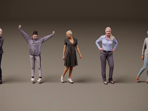 Verzameling van mensen x 5 11 3D Model