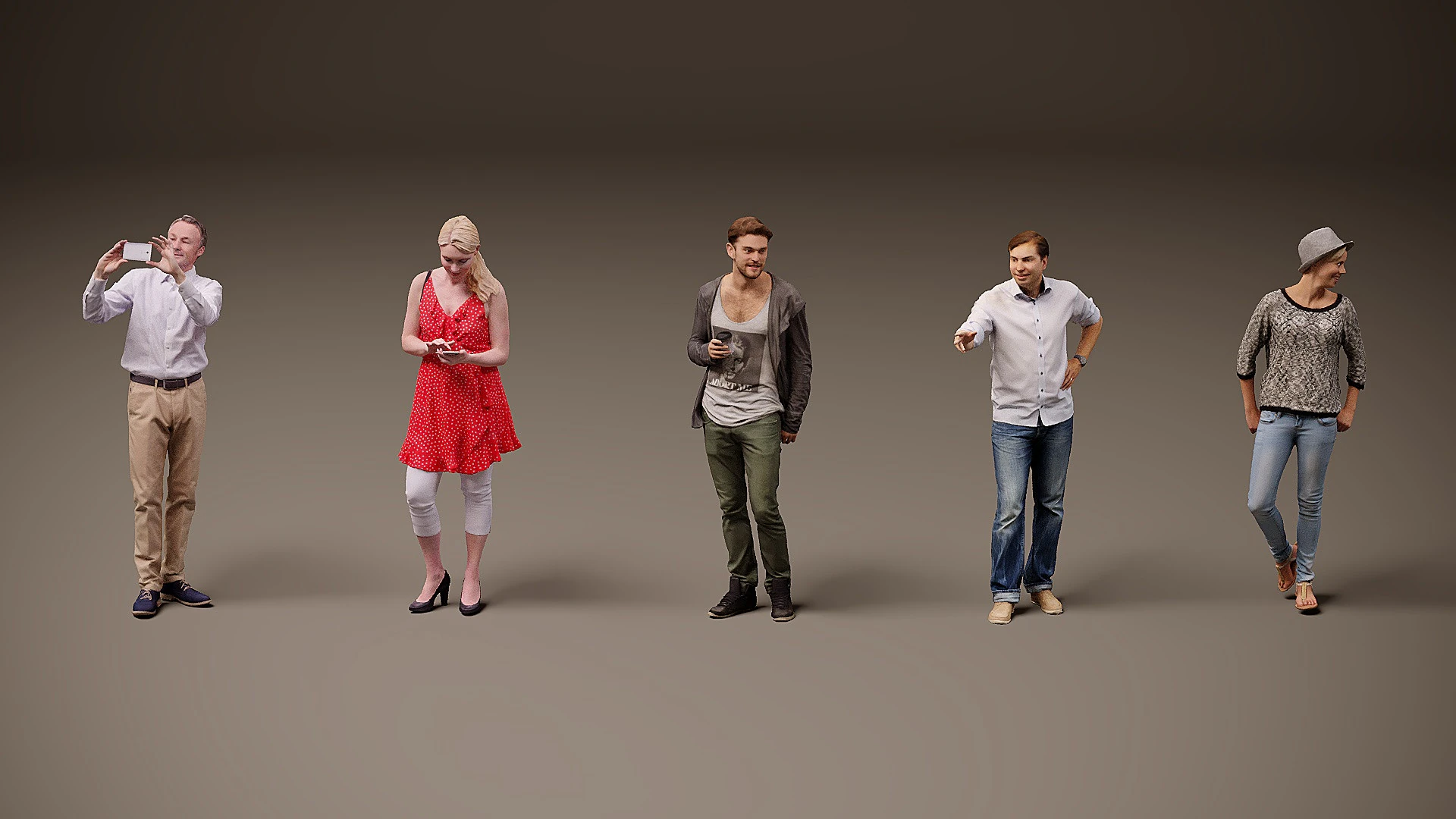 Collection of people x 5 12 3D Model .c4d .max .obj .3ds .fbx .stl .blend 