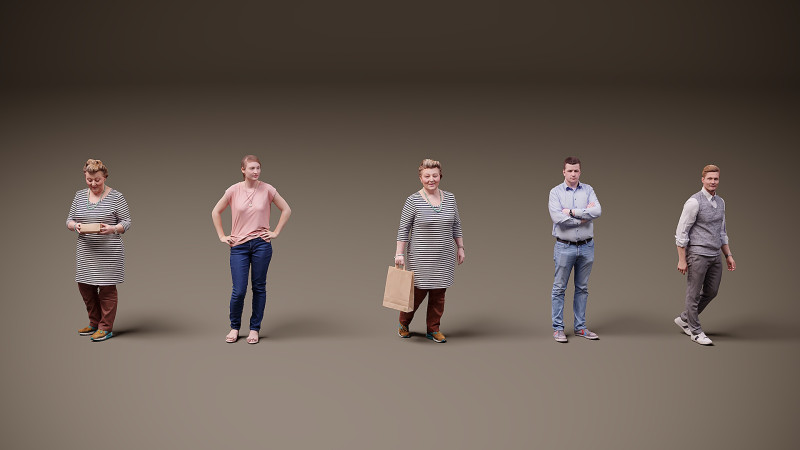 Collection of people x 5 15 3D 模型 .c4d .max .obj .3ds .fbx .stl .blend 