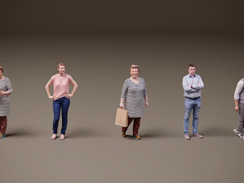 Collection of people x 5 15 3D Model