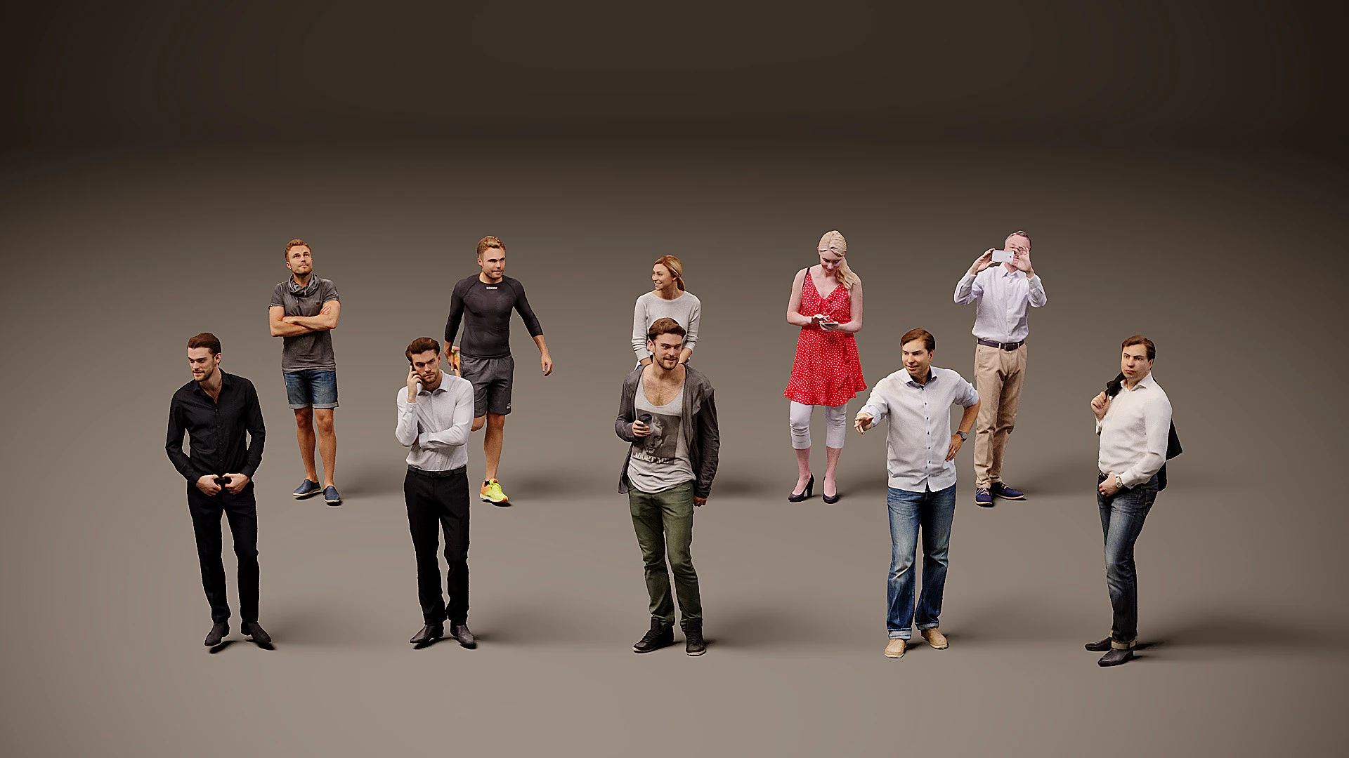 Collection of people x 10 3D Model .c4d .max .obj .3ds .fbx .stl .blend