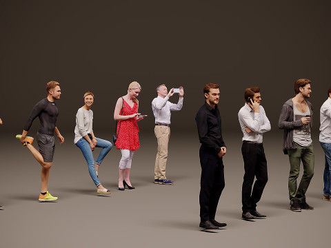 人物集合 x 10 3D 模型