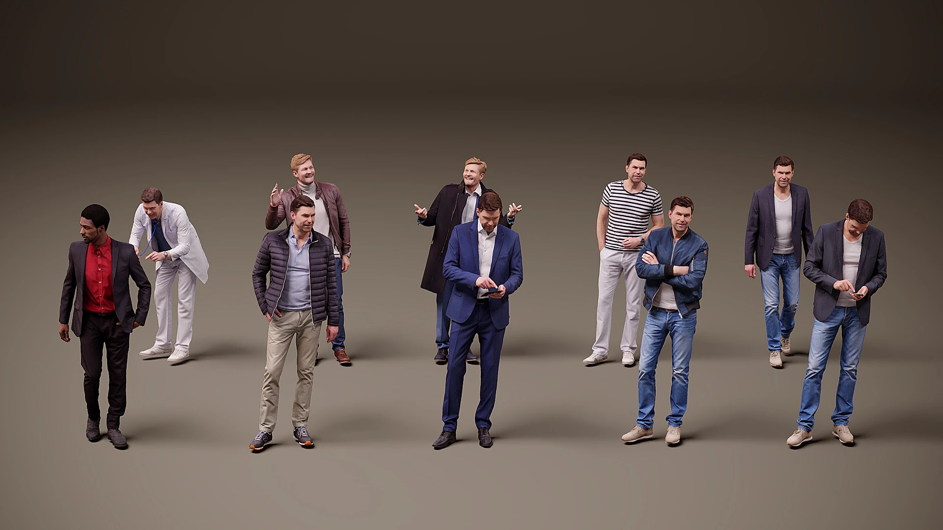 Collection of people x 10 00 3D Model .c4d .max .obj .3ds .fbx .stl .blend