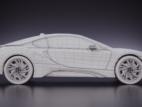 Carro esporte alemão i8 2015 Modelo 3D