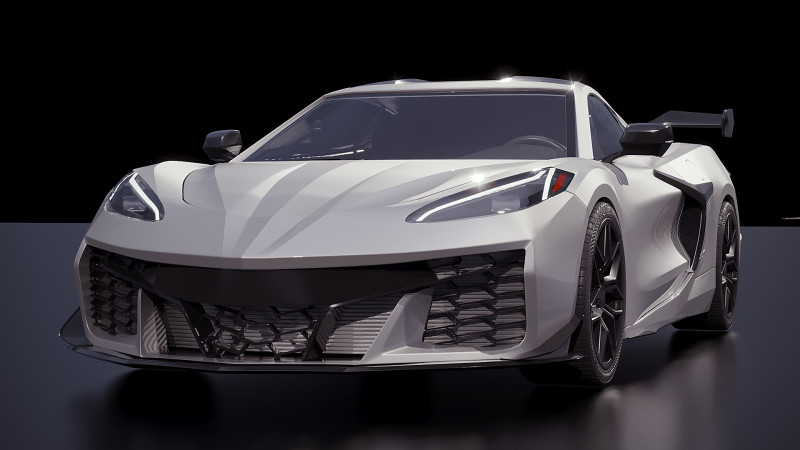 Chevrolet Corvette Z06 2023 Modello 3D .c4d .max .obj .3ds .fbx .stl .blend