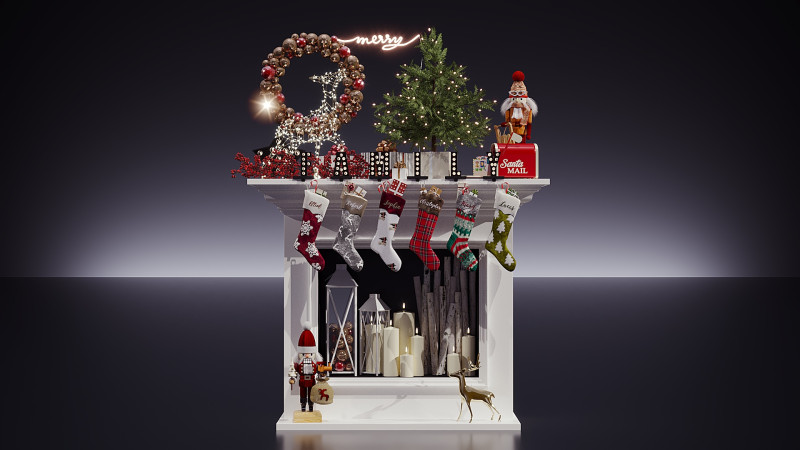 Christmas Decor 15 3D Model .c4d .max .obj .3ds .fbx .stl .blend