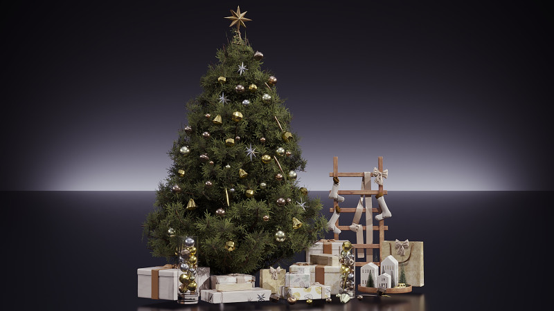 Новорічний декор 30 3D Модель .c4d .max .obj .3ds .fbx .stl .blend