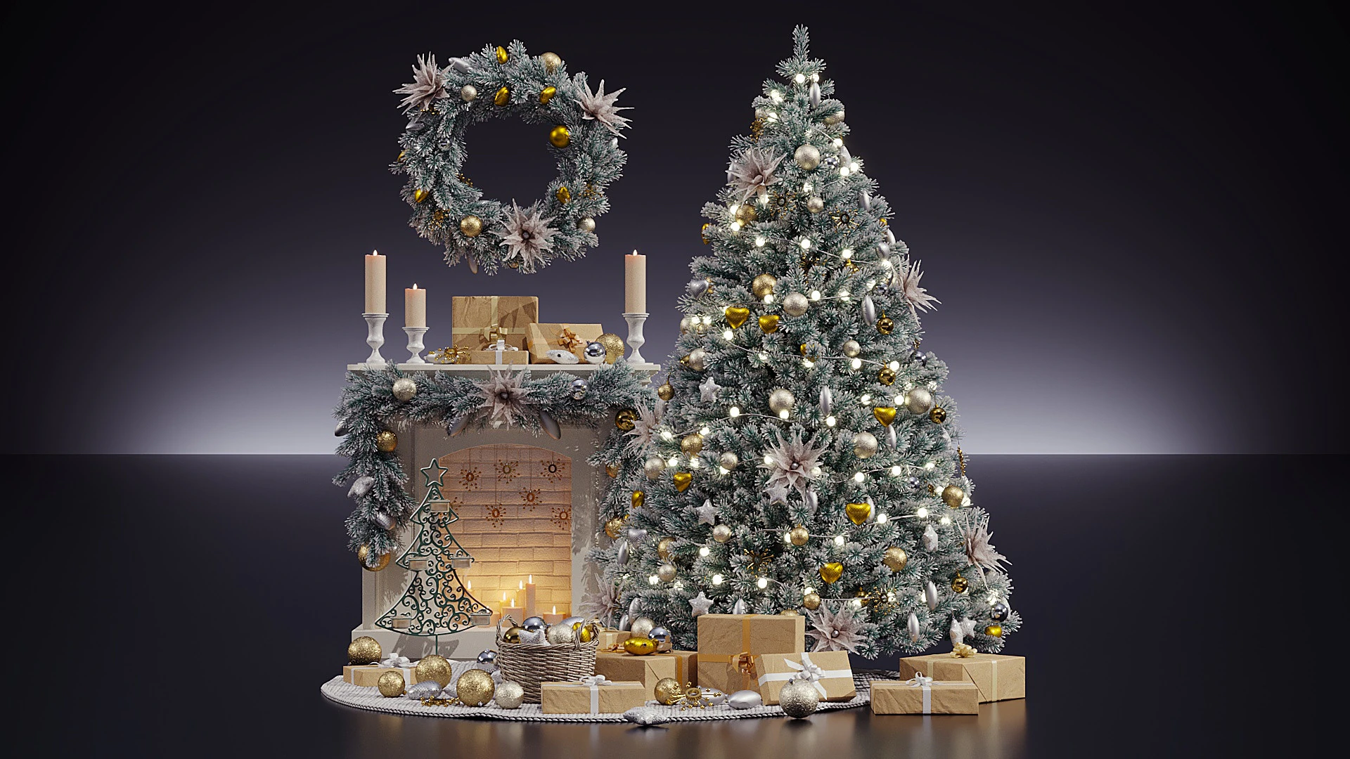 Christmas decor 5 3D Model .c4d .max .obj .3ds .fbx .stl .blend 