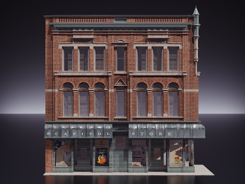 벽돌 건물 3D 모델