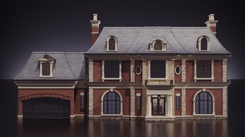Rumah bata klasik Model 3D .c4d .max .obj .3ds .fbx .stl .blend 