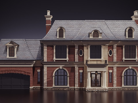 Klassiek bakstenen huis 3D Model