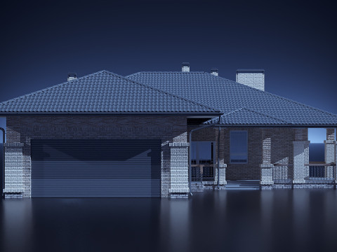 Landhuis met garage 3D Model
