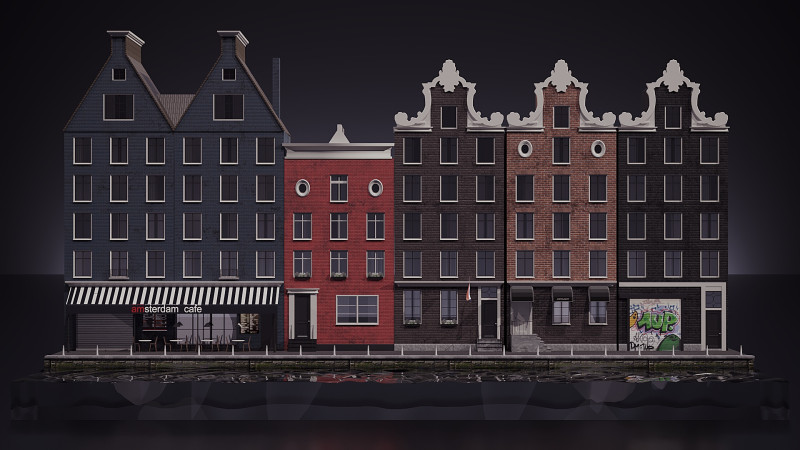Façade Amsterdam Modèle 3D .c4d .max .obj .3ds .fbx .stl .blend