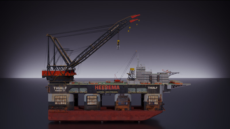 Oil platform 3D Model .c4d .max .obj .3ds .fbx .stl .blend 