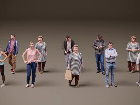 Verzameling van mensen x 10 11 3D Model