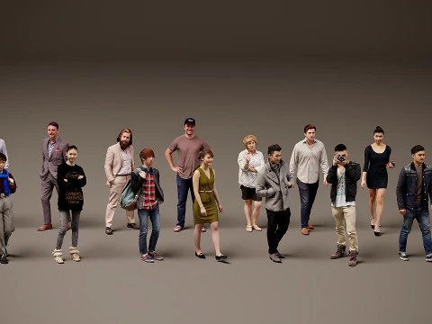 Verzameling van mensen x 15 3D Model