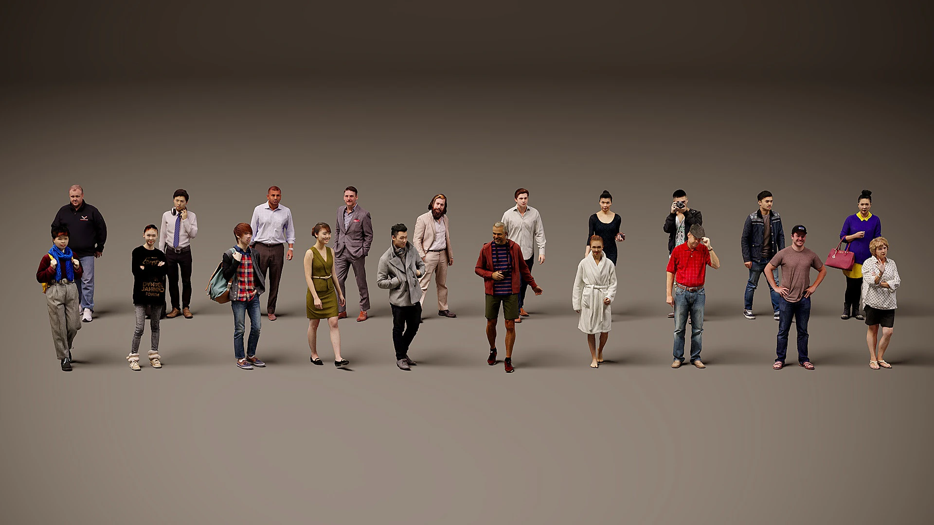 Collection of people x 20 3D Model .c4d .max .obj .3ds .fbx .stl .blend 