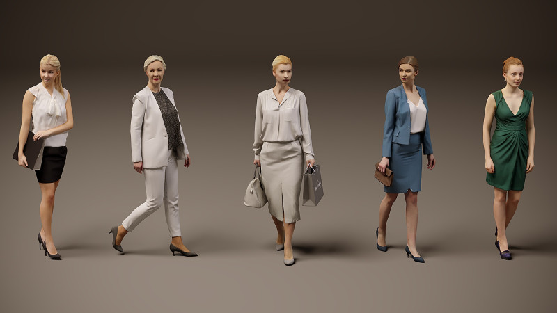 Collectie vrouwen x 5 3D Model .c4d .max .obj .3ds .fbx .stl .blend 