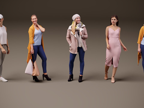 女性集合 x 5 00 3D 模型