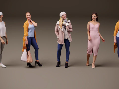 女性集合 x 5 00 3D 模型
