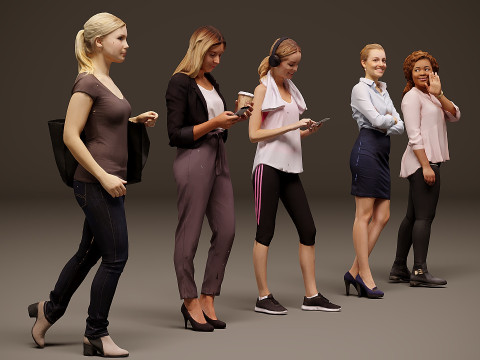 女性集合 x 5 01 3D 模型