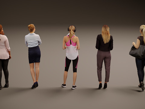 女性集合 x 5 01 3D 模型